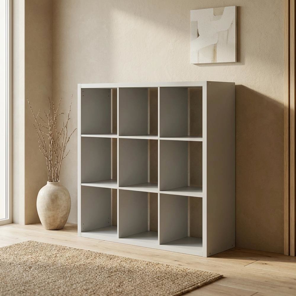 Gray Wood Open Back Wide Closet Organizer Shelf Wardrobe Cabinet. Picture 3