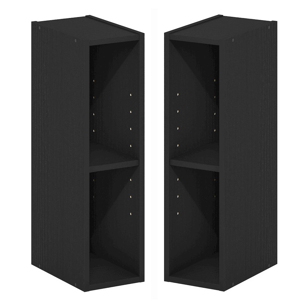 FULDA Set of 2, 2-Tier Narrow Bookshelf, 6-In, 9.3x5.9x21.2, Blackwood. Picture 6