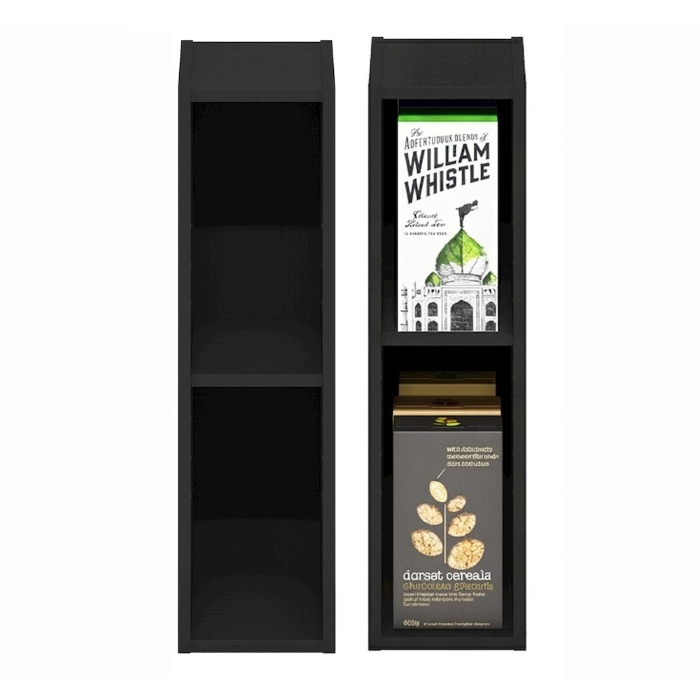 FULDA Set of 2, 2-Tier Narrow Bookshelf, 6-In, 9.3x5.9x21.2, Blackwood. Picture 1