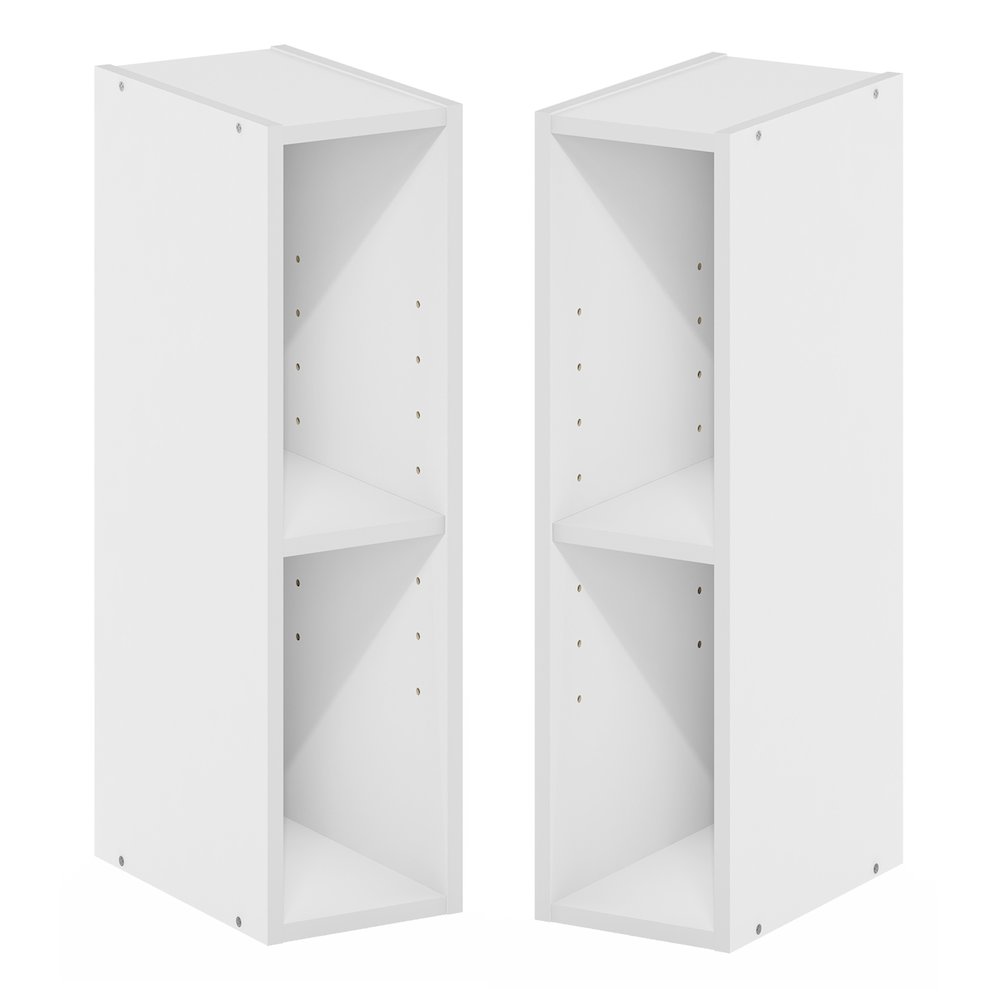 FULDA Set of 2, 2-Tier Narrow Bookshelf, 6-In, 9.3x5.9x21.2, White. Picture 6