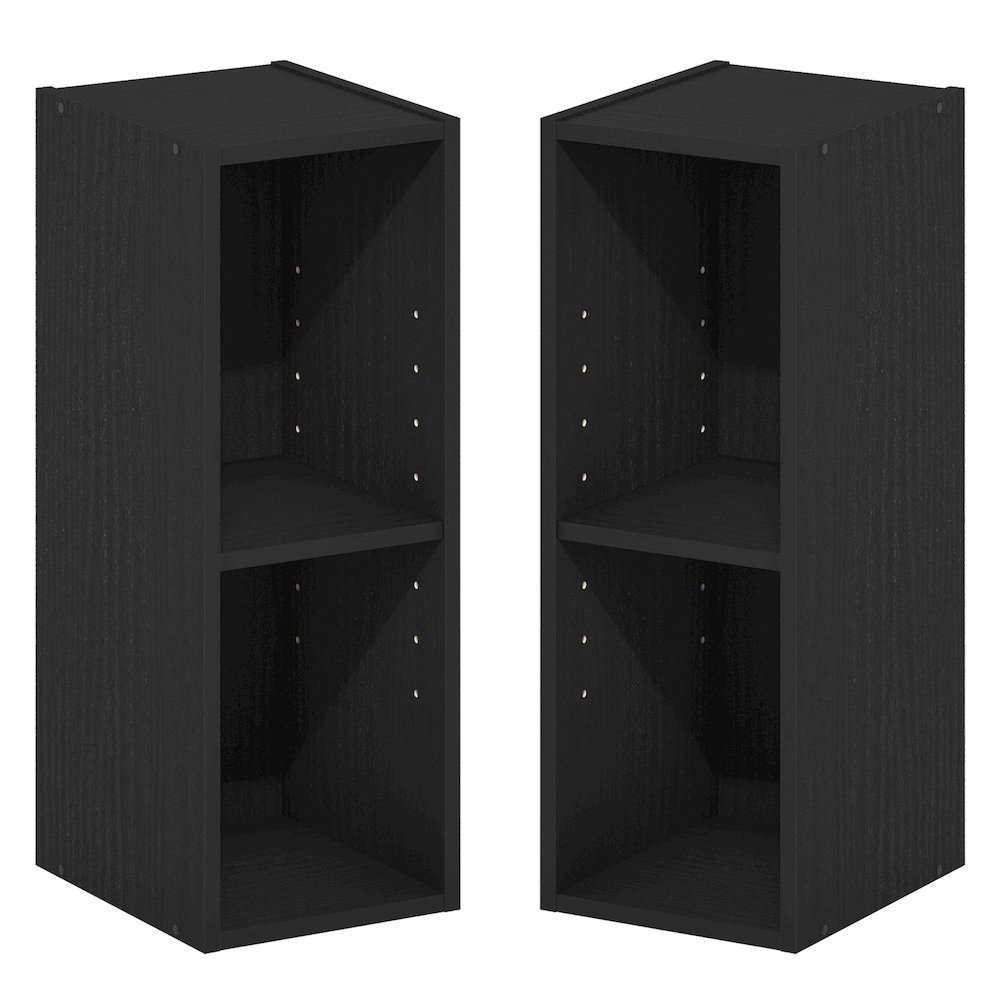 FULDA Set of 2, 2-Tier Narrow Bookshelf, 8-In, 9.3x7.9x21.2, Blackwood. Picture 1