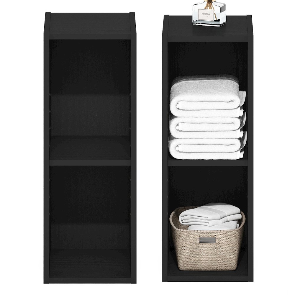 FULDA Set of 2, 2-Tier Narrow Bookshelf, 8-In, 9.3x7.9x21.2, Blackwood. Picture 6