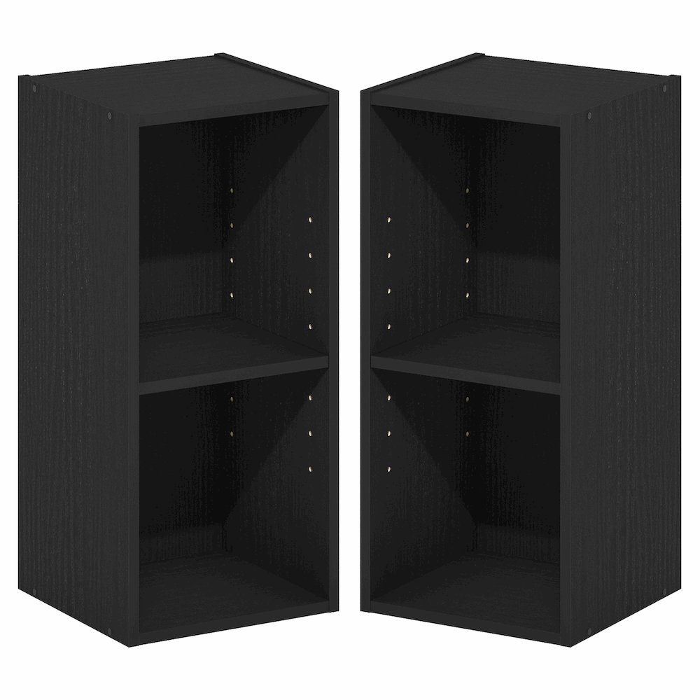 FULDA Set of 2, 2-Tier Narrow Bookshelf, 10-In, 9.3x9.8x21.2, Blackwood. Picture 1