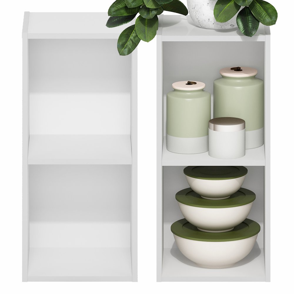 FULDA Set of 2, 2-Tier Narrow Bookshelf, 10-In, 9.3x9.8x21.2, White. Picture 6