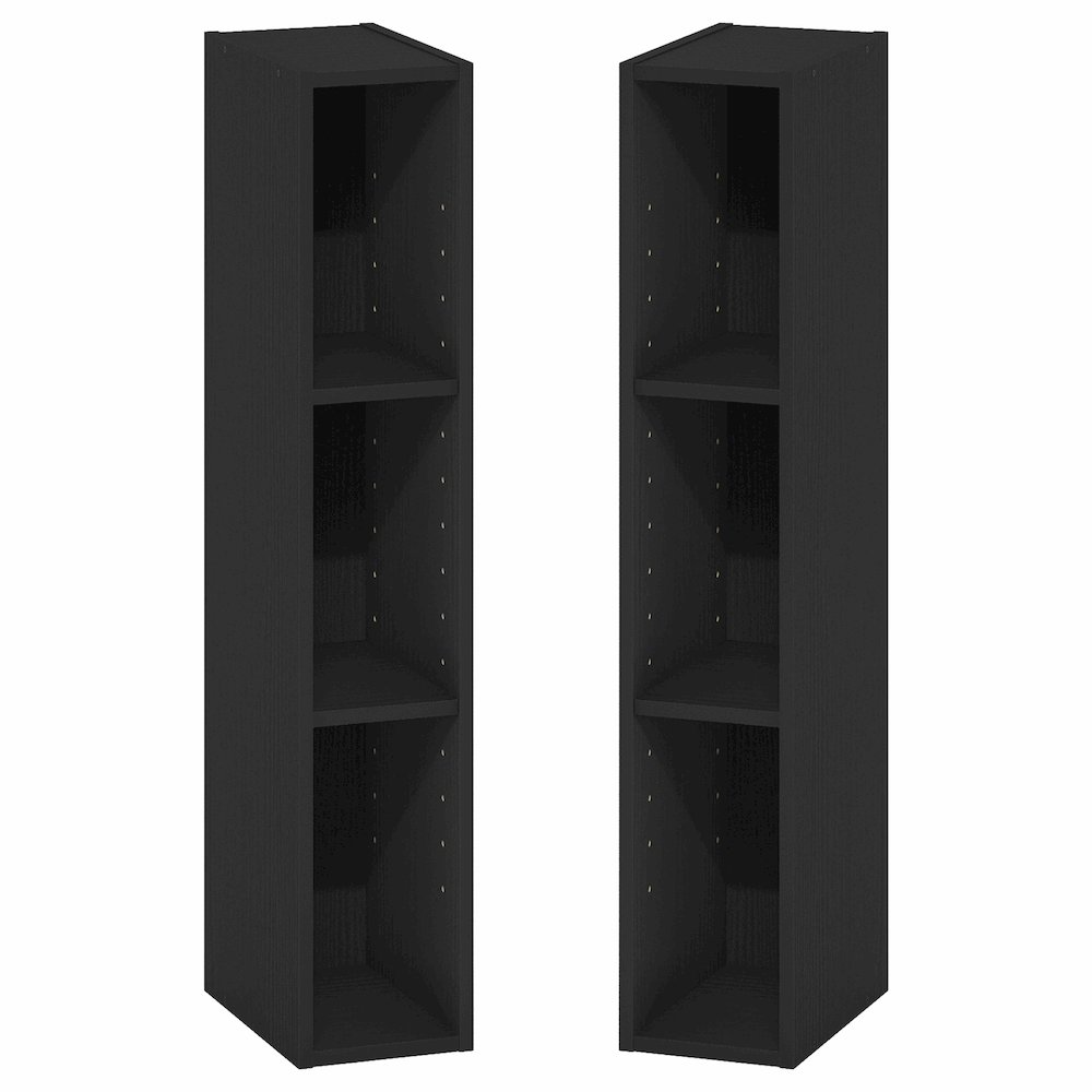FULDA Set of 2, 3-Tier Narrow Bookshelf, 6-In, 9.3x5.9x31.5, Blackwood. Picture 1