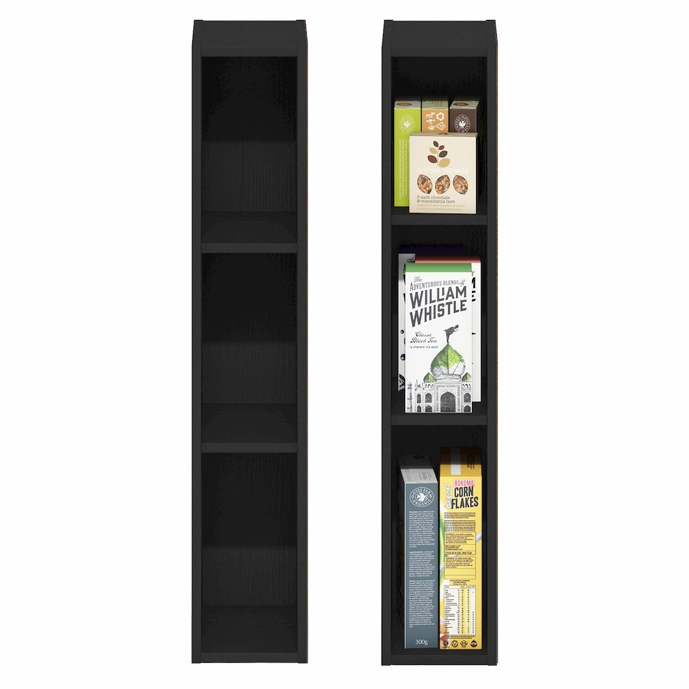 FULDA Set of 2, 3-Tier Narrow Bookshelf, 6-In, 9.3x5.9x31.5, Blackwood. Picture 6