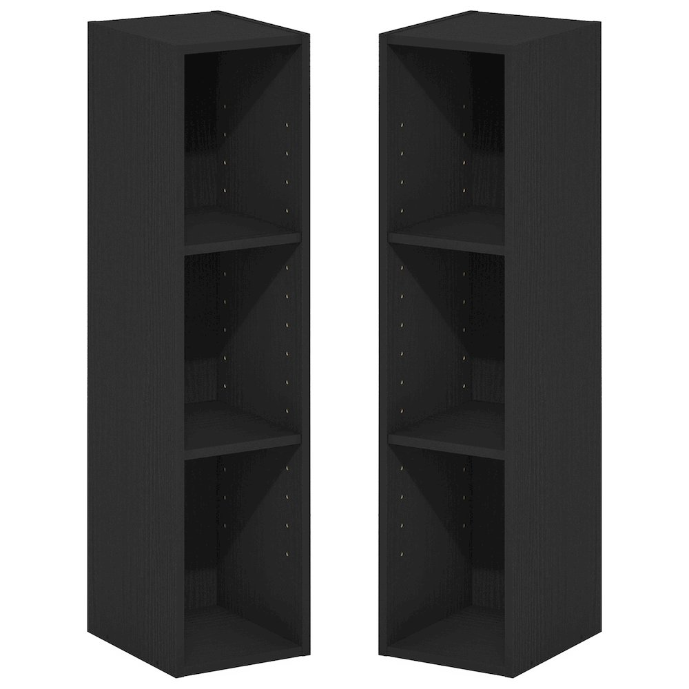 FULDA Set of 2, 3-Tier Narrow Bookshelf, 8-In, 9.3x7.9x31.5, Blackwood. Picture 1