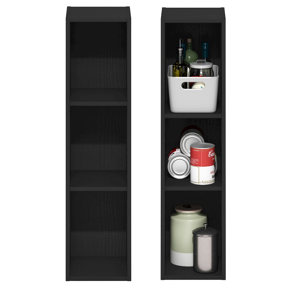 FULDA Set of 2, 3-Tier Narrow Bookshelf, 8-In, 9.3x7.9x31.5, Blackwood. Picture 6