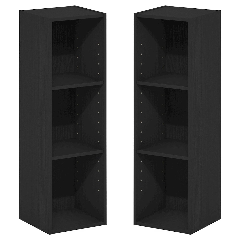 FULDA Set of 2, 3-Tier Narrow Bookshelf, 10-In, 9.3x9.8x31.5, Blackwood. Picture 1
