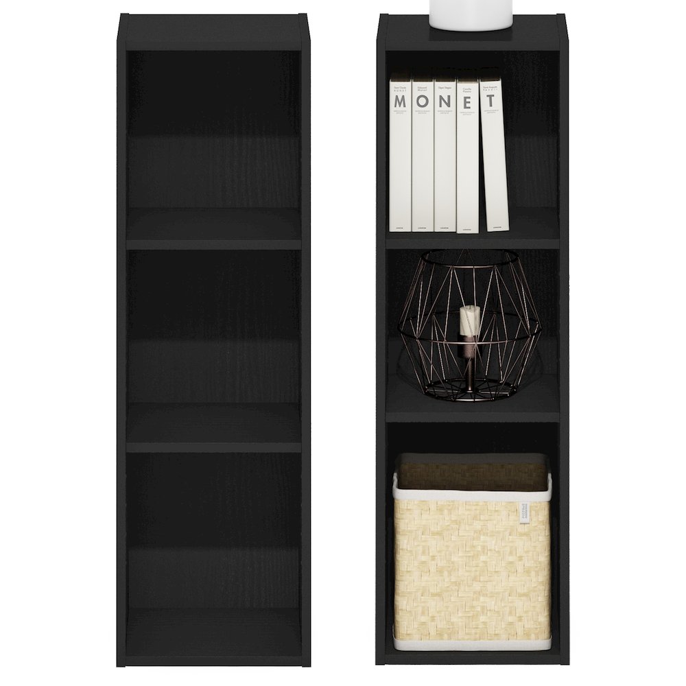 FULDA Set of 2, 3-Tier Narrow Bookshelf, 10-In, 9.3x9.8x31.5, Blackwood. Picture 6