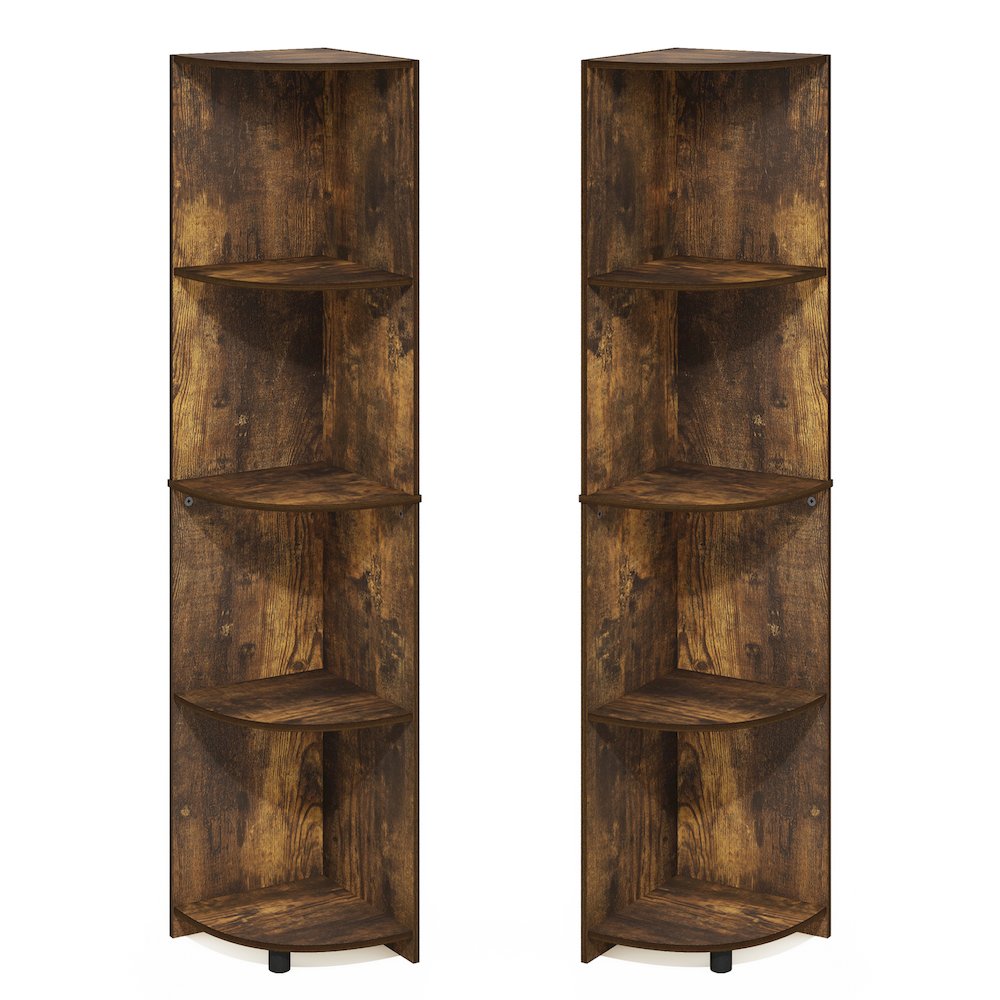 ECON Set of 2, 4-Tier Corner Shelf, Display Rack, Amber Pine. Picture 1