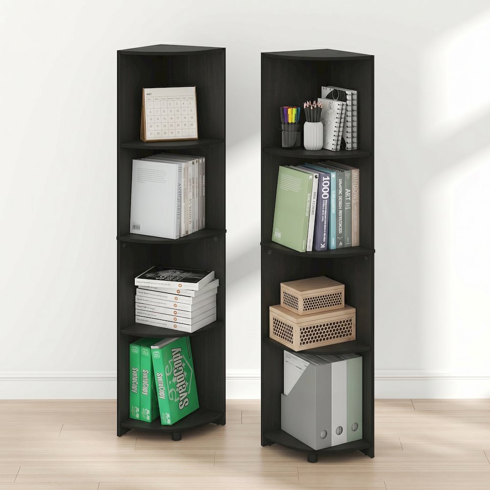 ECON Set of 2, 4-Tier Corner Shelf, Display Rack, Espresso. Picture 2
