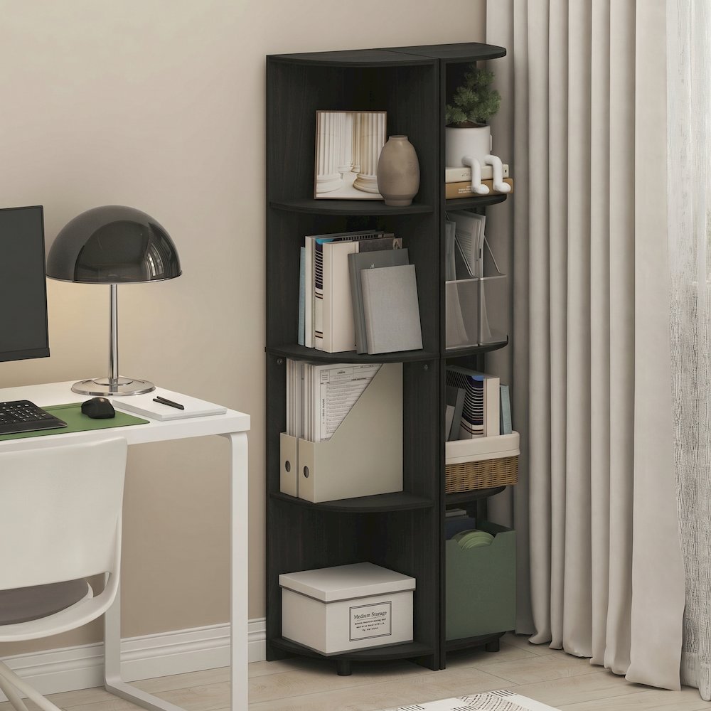 ECON Set of 2, 4-Tier Corner Shelf, Display Rack, Espresso. Picture 3