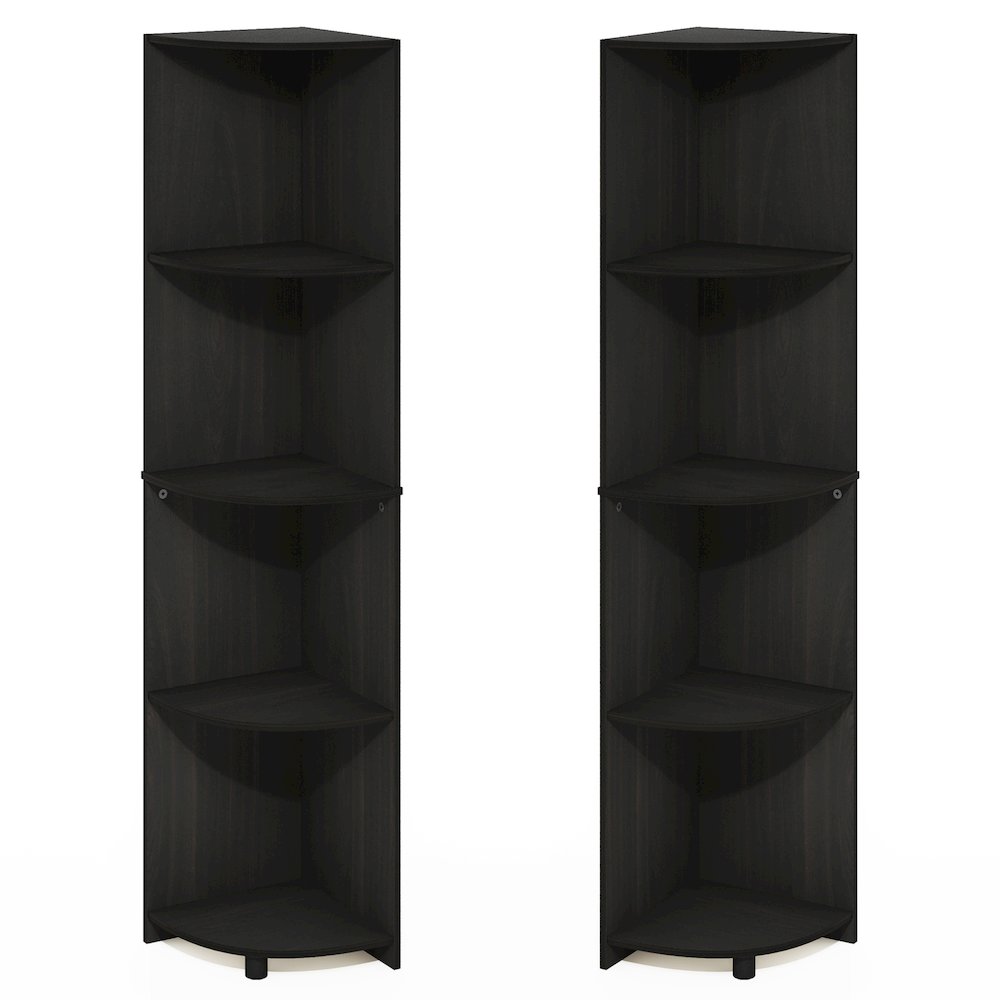 ECON Set of 2, 4-Tier Corner Shelf, Display Rack, Espresso. Picture 1