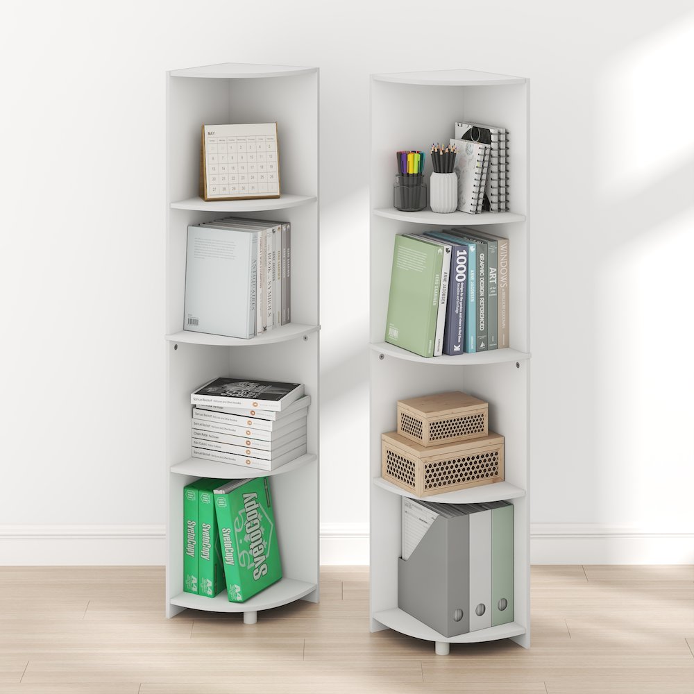 ECON Set of 2, 4-Tier Corner Shelf, Display Rack, White. Picture 2