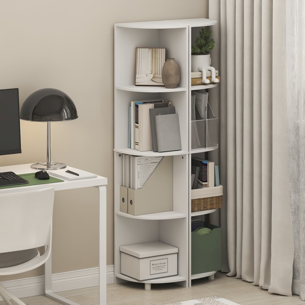 ECON Set of 2, 4-Tier Corner Shelf, Display Rack, White. Picture 3