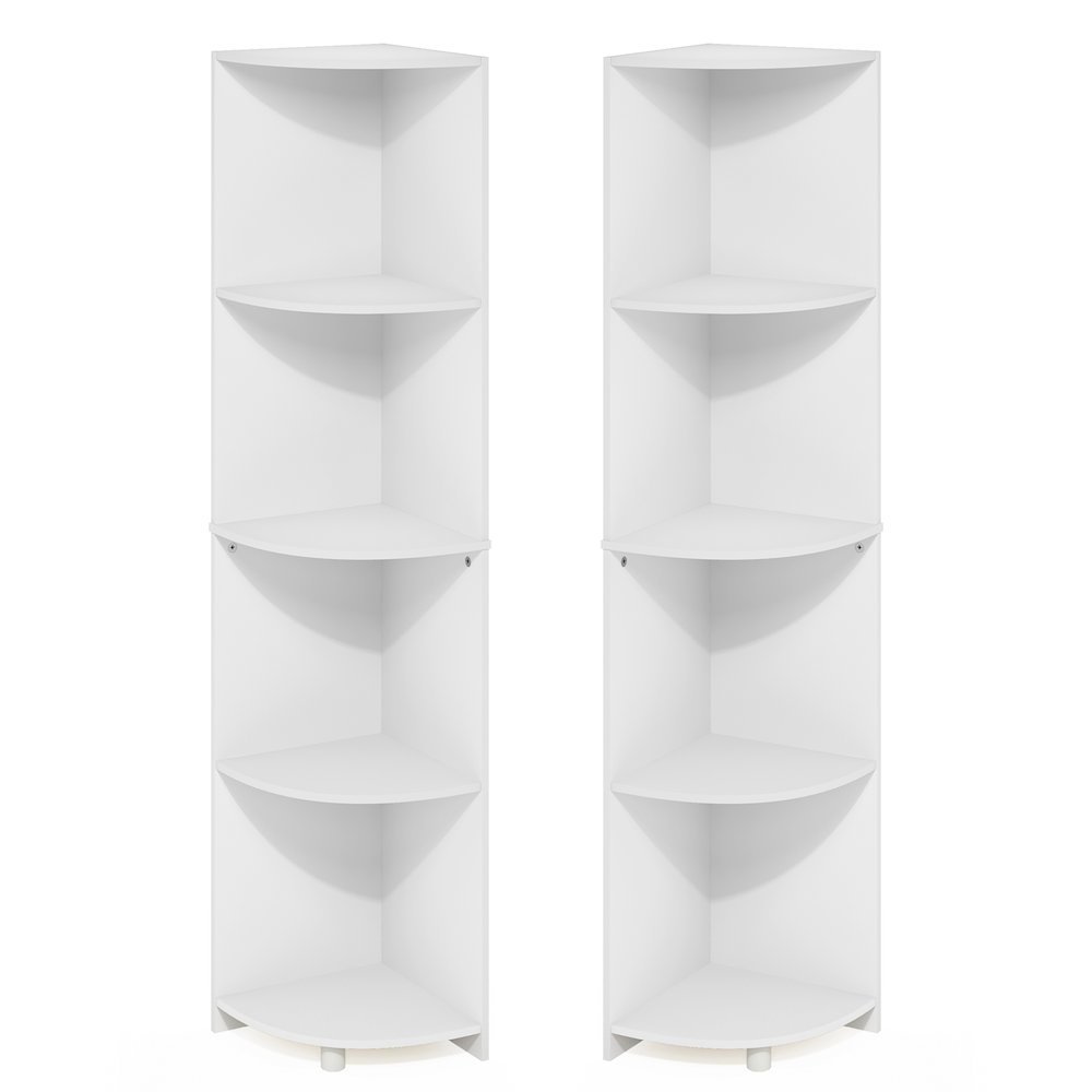 ECON Set of 2, 4-Tier Corner Shelf, Display Rack, White. Picture 1