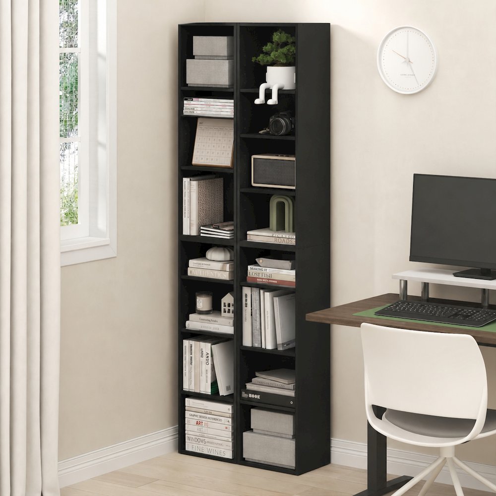 PASIR Set of 2, 8-Tier Bookshelf, Open Shelf, 9.3x11.8x70.9, Blackwood. Picture 3