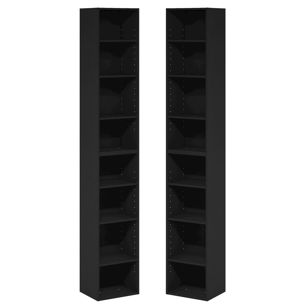 PASIR Set of 2, 8-Tier Bookshelf, Open Shelf, 9.3x11.8x70.9, Blackwood. Picture 1