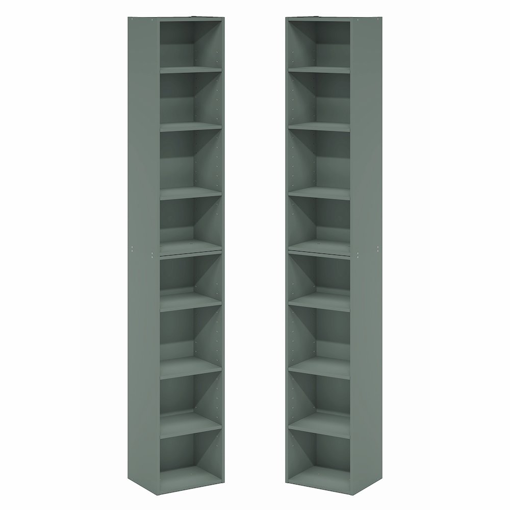 PASIR Set of 2, 8-Tier Bookshelf, Open Shelf, 9.3x11.8x70.9, Sage Green. Picture 1
