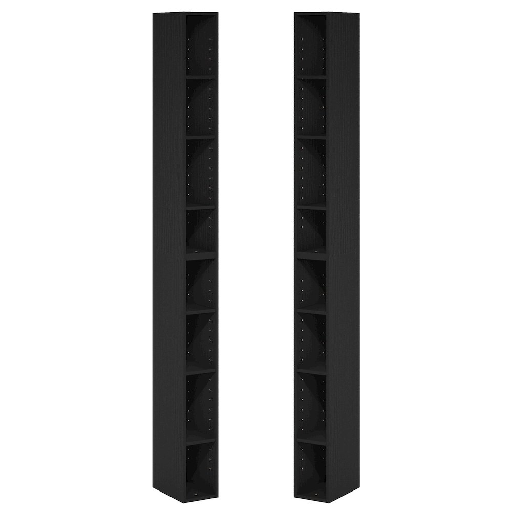 FULDA Set of 2, 8-Tier Bookshelf, Space Saving, 9.2x5.9x70.9, Blackwood. Picture 1