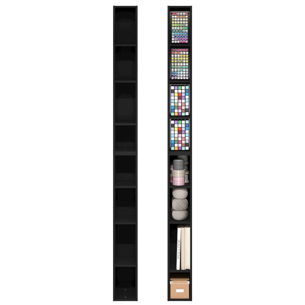 FULDA Set of 2, 8-Tier Bookshelf, Space Saving, 9.2x5.9x70.9, Blackwood. Picture 5