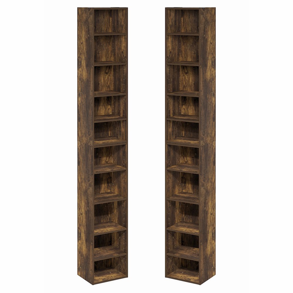 PASIR Set of 2, 10-Tier Bookshelf, Open Shelf, 9.2x11.8x78.7, Amber Pine. Picture 1