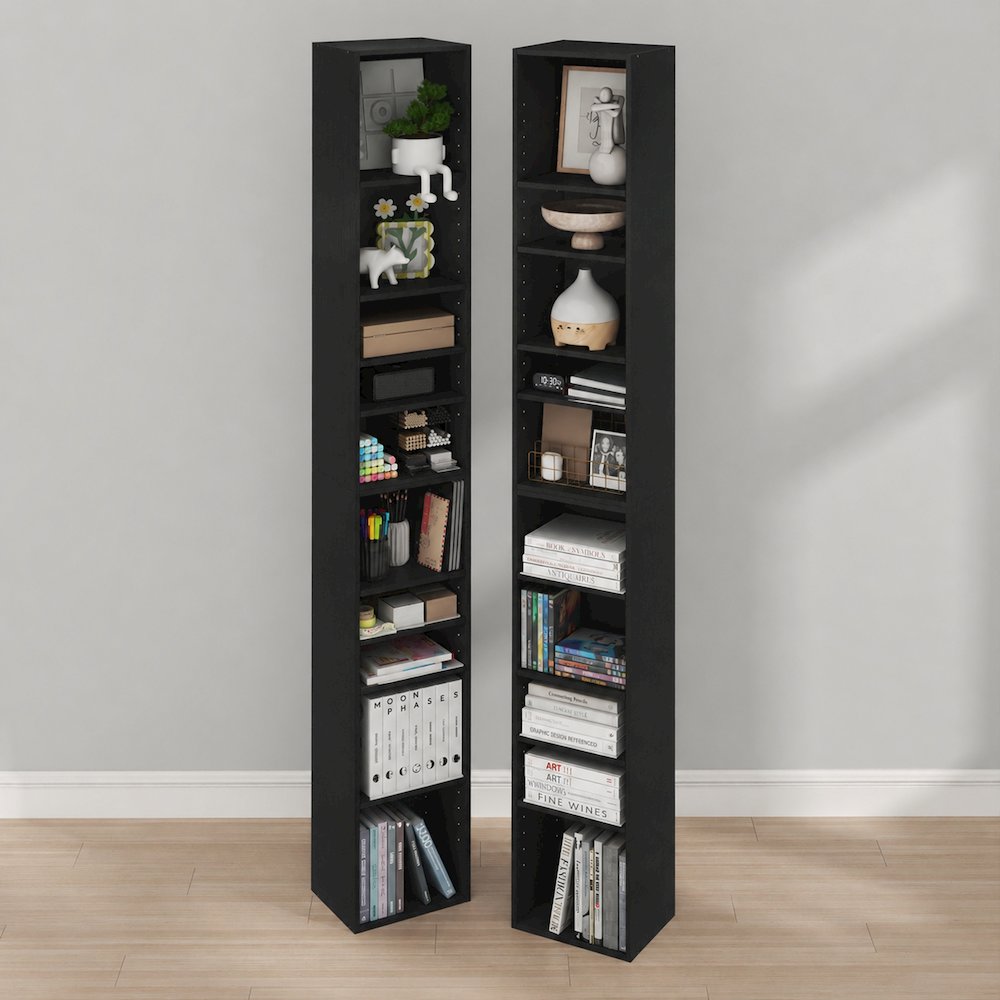 PASIR Set of 2, 10-Tier Bookshelf, Open Shelf, 9.2x11.8x78.7, Blackwood. Picture 2