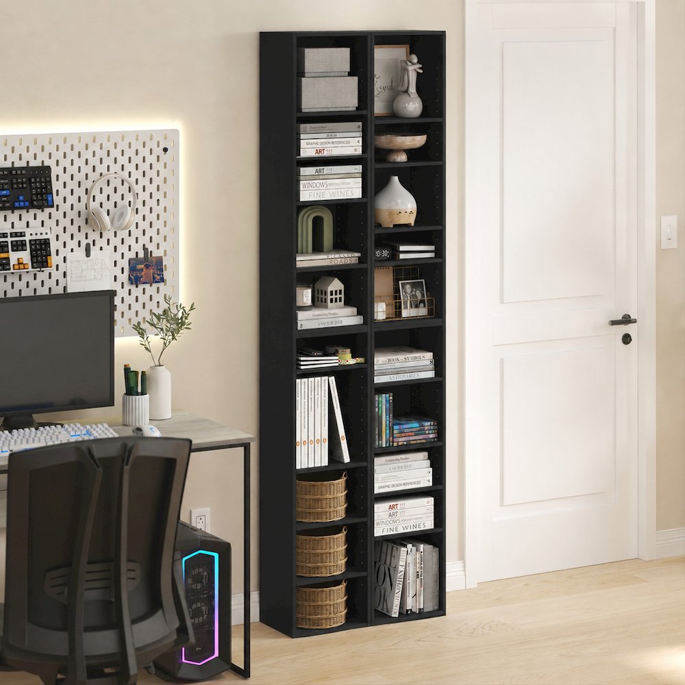 PASIR Set of 2, 10-Tier Bookshelf, Open Shelf, 9.2x11.8x78.7, Blackwood. Picture 3