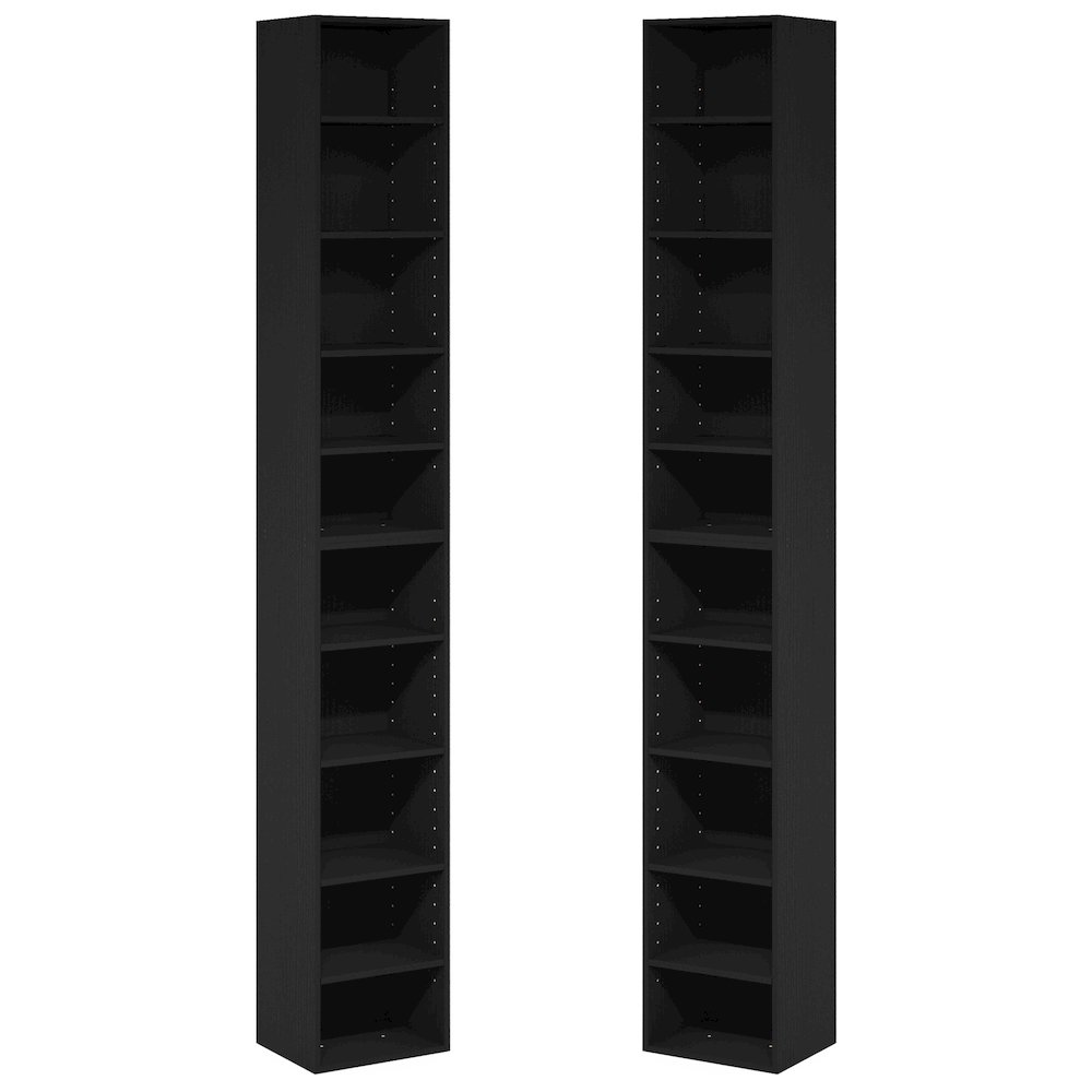PASIR Set of 2, 10-Tier Bookshelf, Open Shelf, 9.2x11.8x78.7, Blackwood. Picture 1