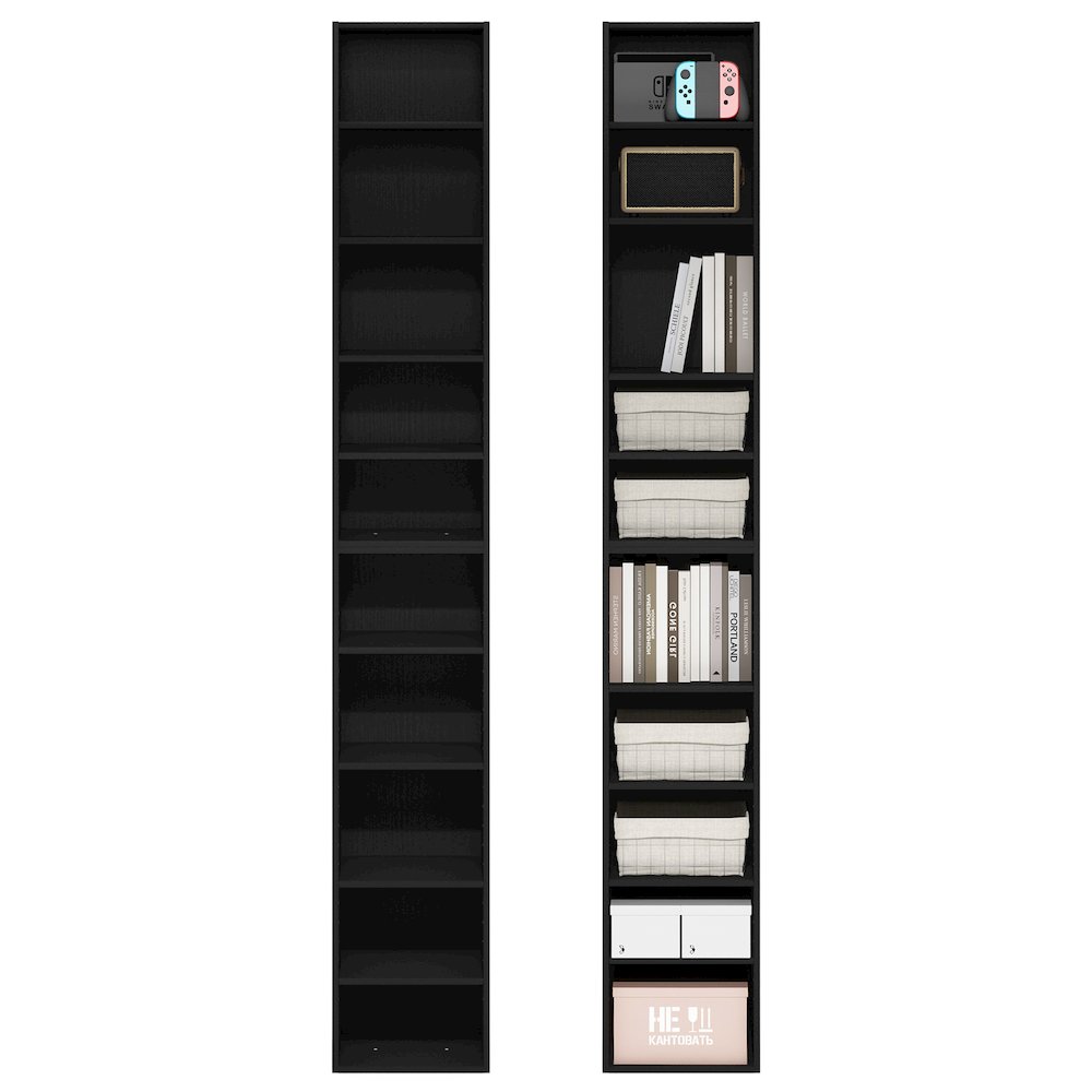 PASIR Set of 2, 10-Tier Bookshelf, Open Shelf, 9.2x11.8x78.7, Blackwood. Picture 5