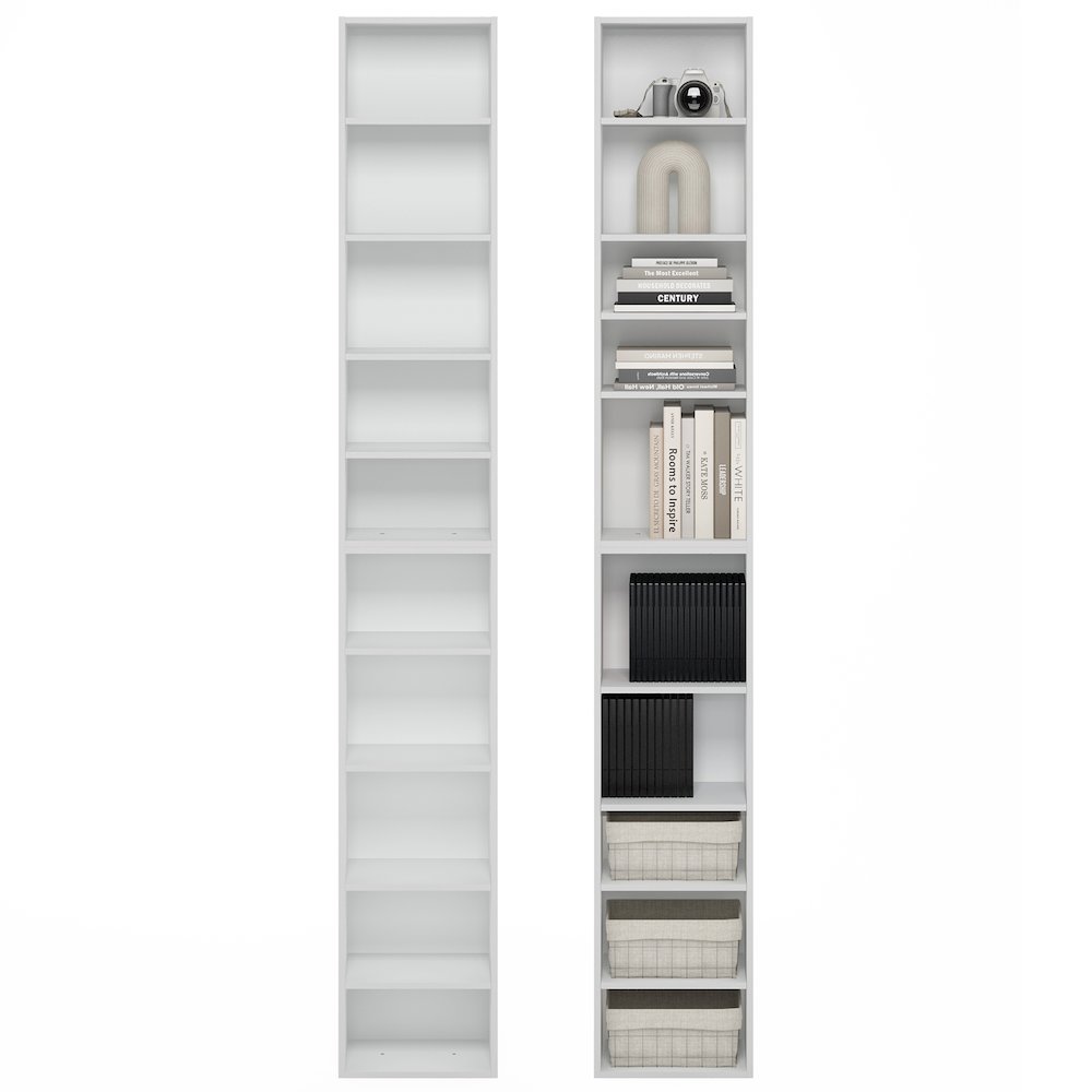 PASIR Set of 2, 10-Tier Bookshelf, Open Shelf, 9.2x11.8x78.7, White. Picture 5