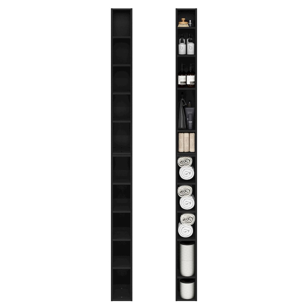 FULDA Set of 2, 10-Tier Bookshelf, Space Saving, 9.2x5.9x78.7, Blackwood. Picture 5