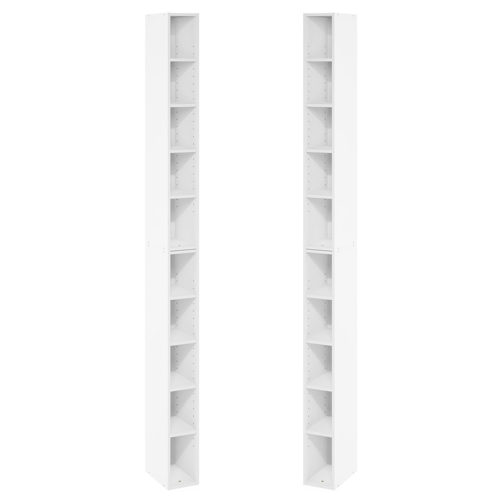 FULDA Set of 2, 10-Tier Bookshelf, Space Saving, 9.2x5.9x78.7, White. Picture 1
