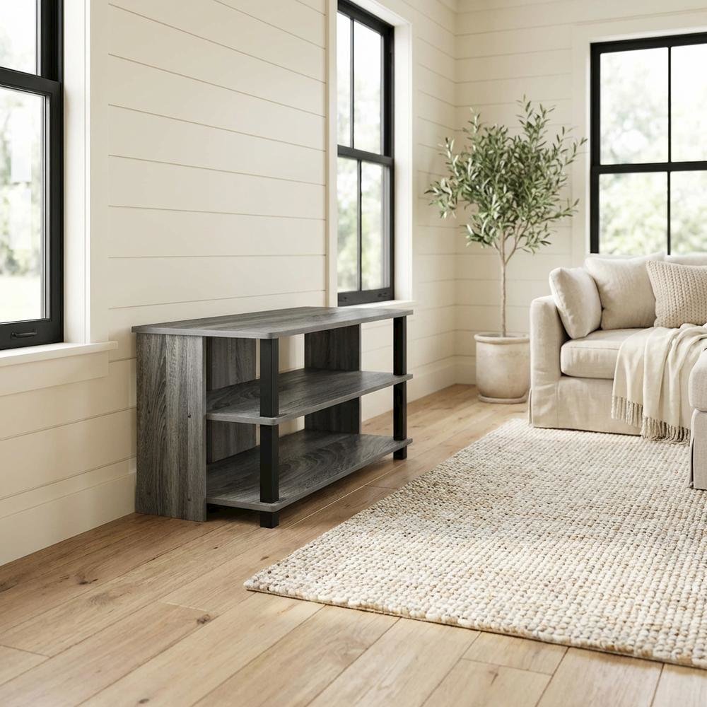 Wooden 3-Tier TV Stand, TVs up to 40 inches, Modern Style, Space-Saving Design. Picture 3