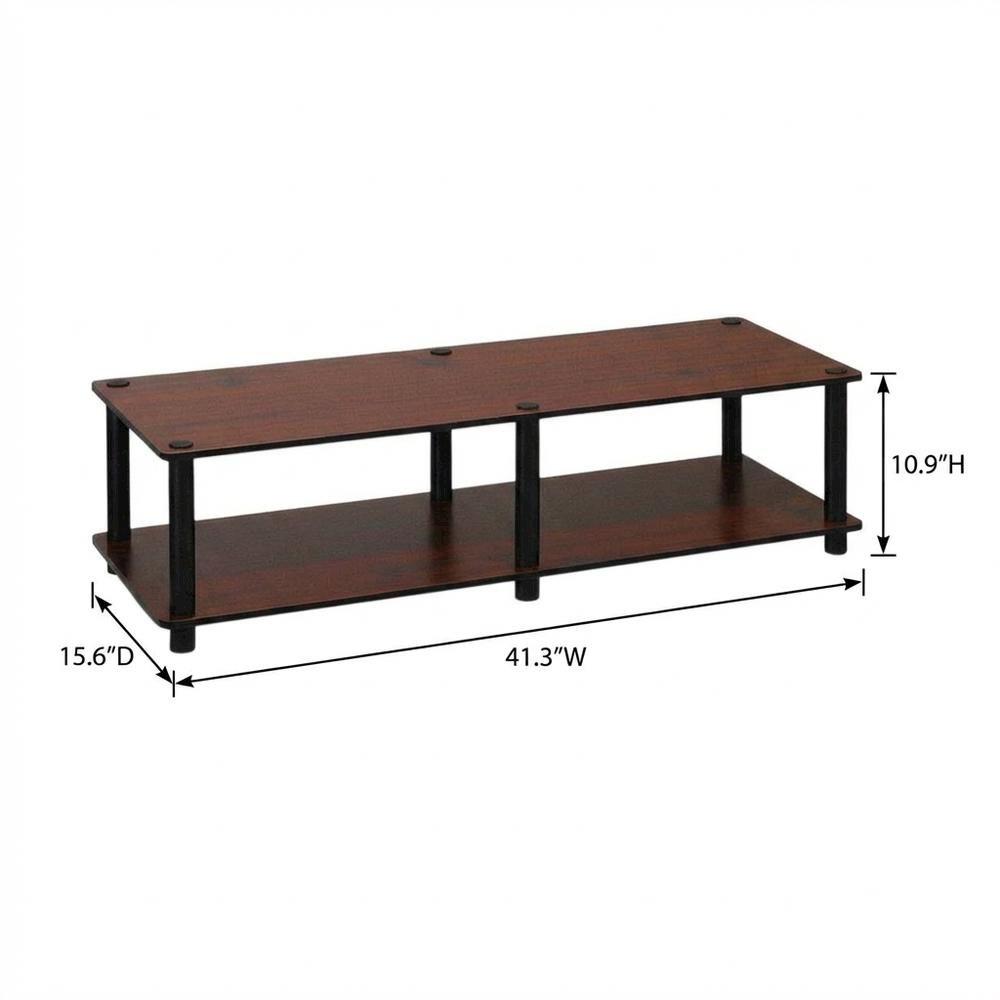 Dark Cherry TV Stand with Black Tube Frame and Composite Wood Construction. Picture 7