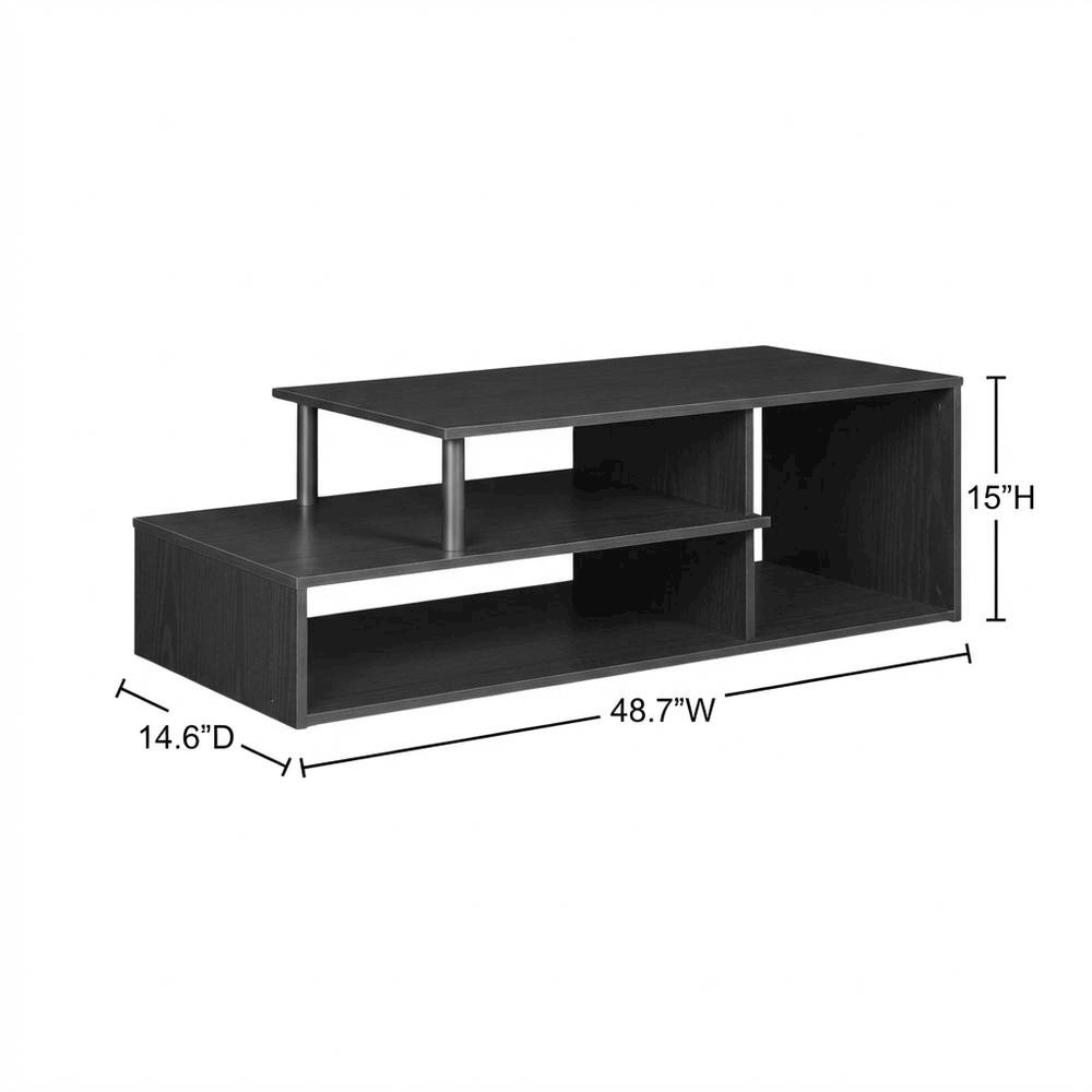 Low Profile TV Stand in Black Wood Finish with Composite Construction. Picture 7