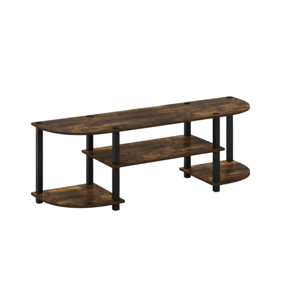 Wood TV Stand with Amber Pine and Black Finish for Living Room Storage. Picture 1