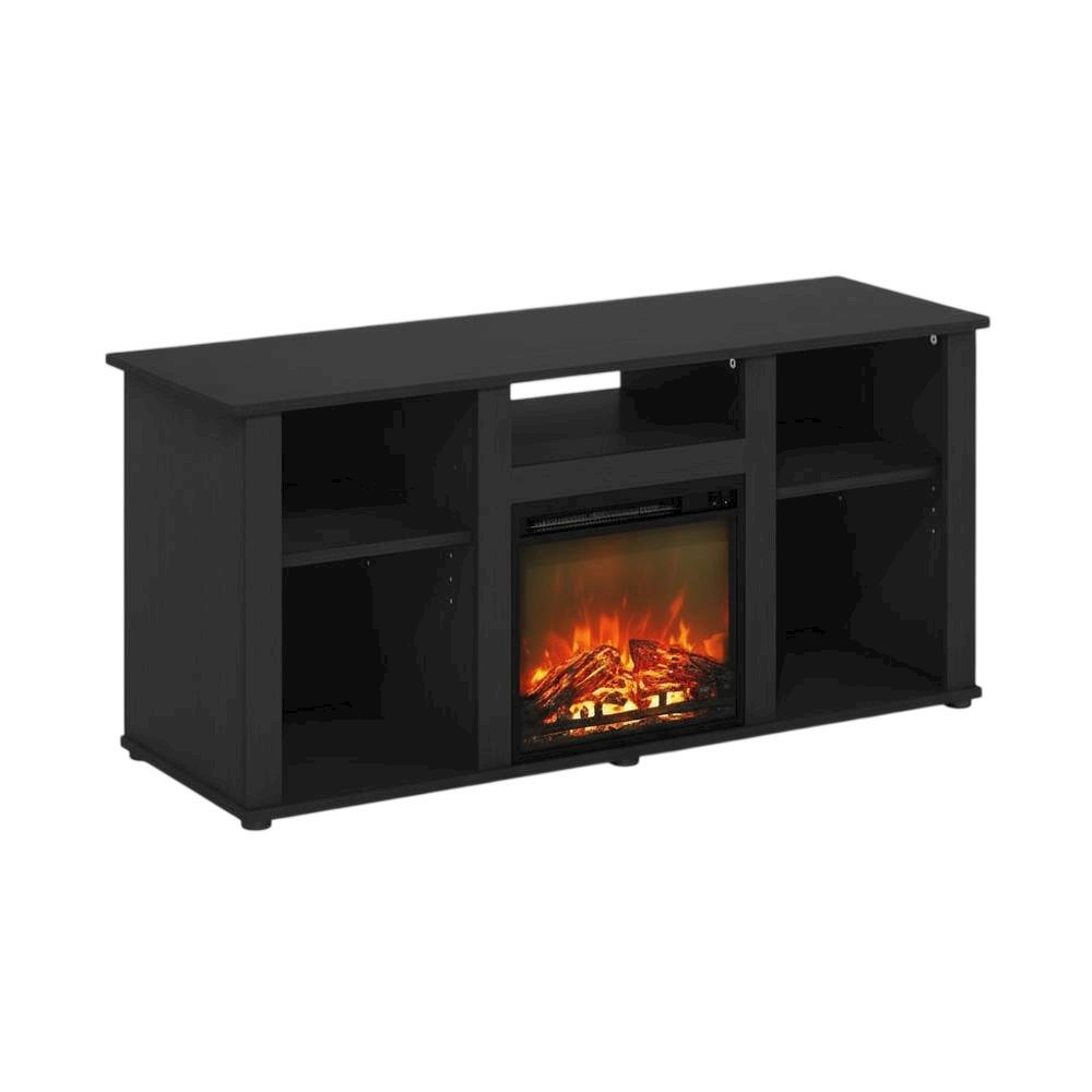 Brown Fireplace TV Stand with Open Storage for TVs up to 55 inches. Picture 1