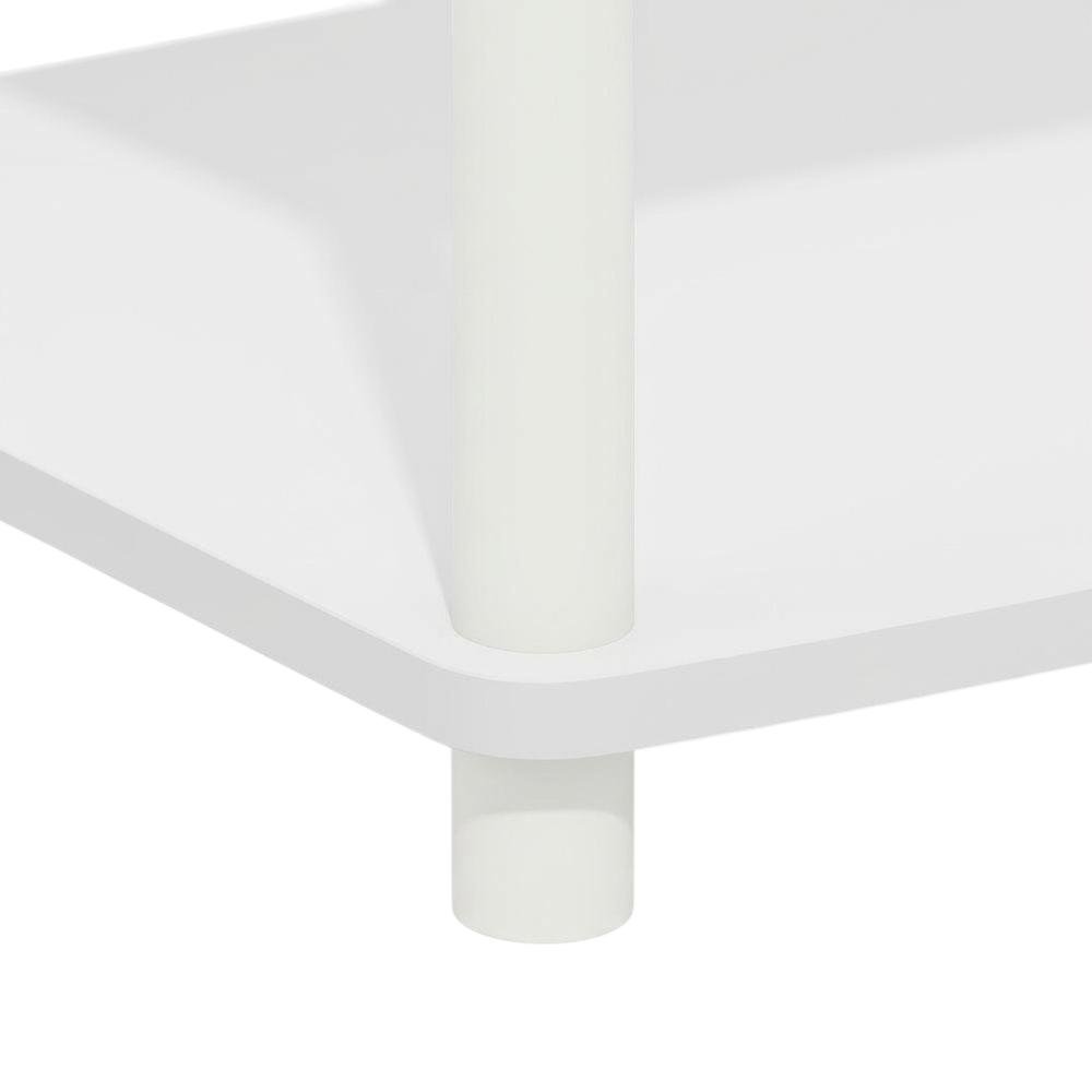 White 2-Tier Elevated TV Stand with Rubberwood Solids and Walnut Veneers. Picture 6