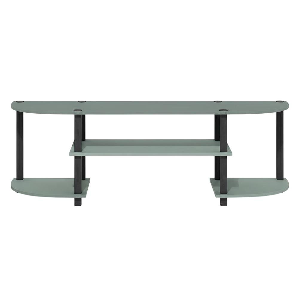 Sage Green TV Stand, 55-Inch Flat Screen, Open Shelves, Rounded Corners. Picture 4