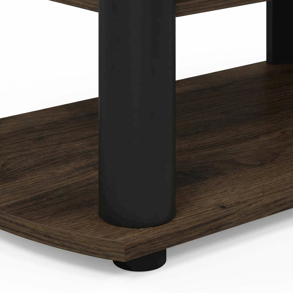 Walnut and black entertainment center with composite wood finish for TV storage. Picture 6