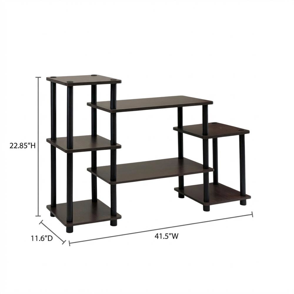 Dark Brown/Black No Tools Entertainment Center with Modern Design. Picture 7