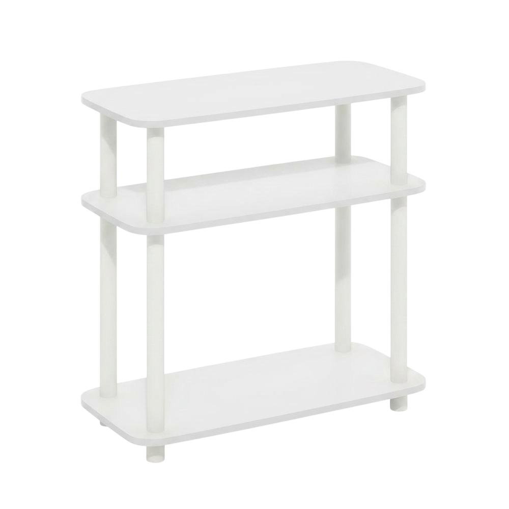 White 3-Tier Curve End Table with Modern Design and Stable Construction. Picture 1