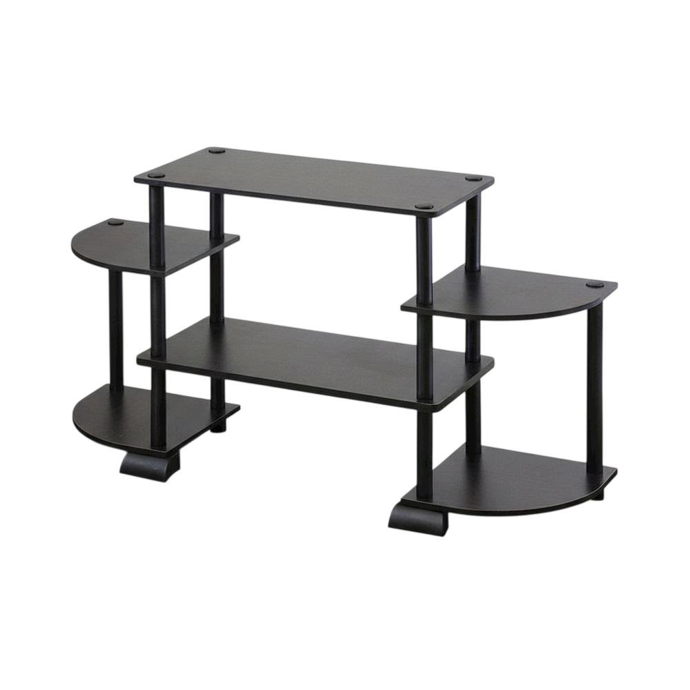 TV stand in Espresso/Black, composite wood, PVC tubes, modern style. Picture 1