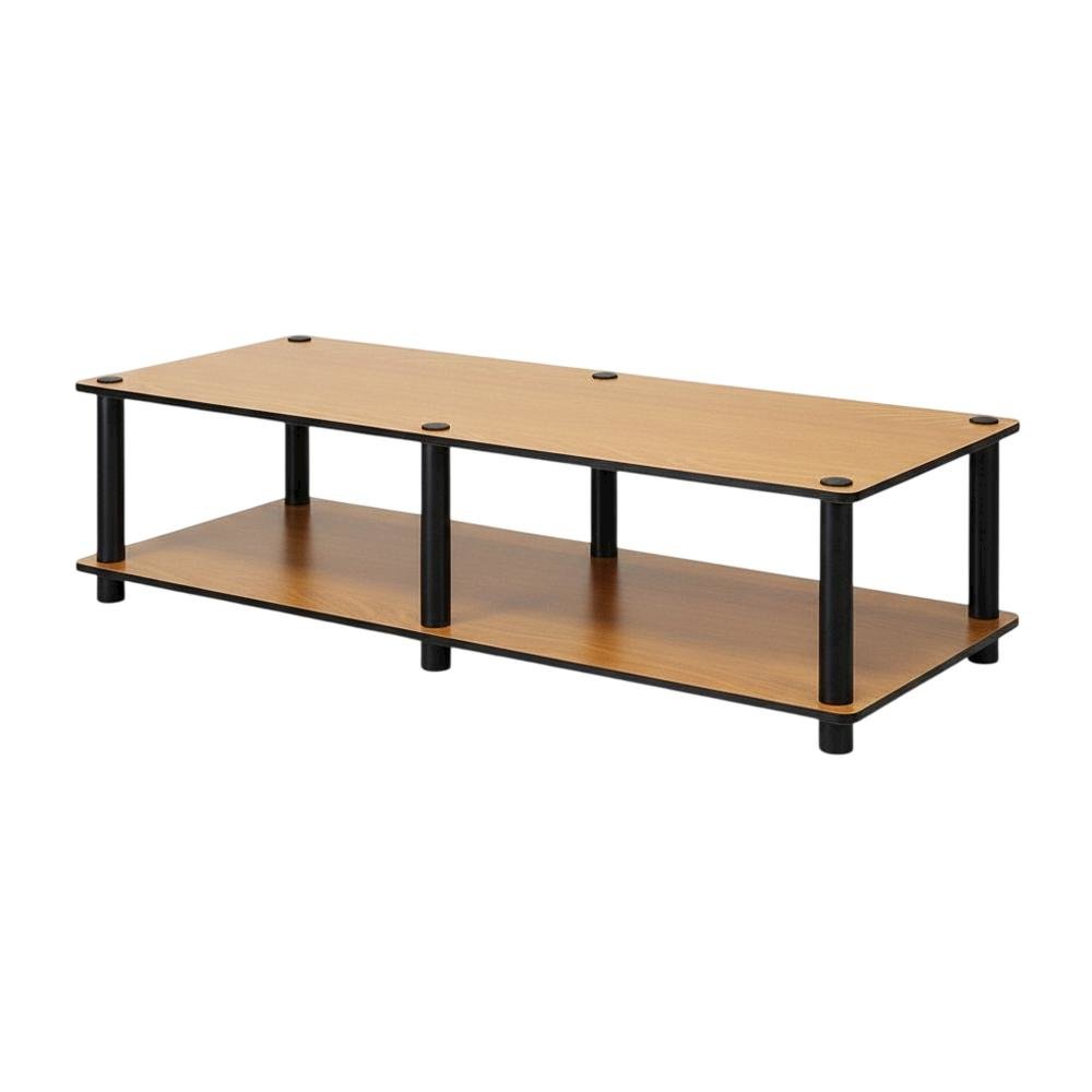 Light Cherry and Black TV Stand with Composite Wood and PVC Tubes. Picture 1