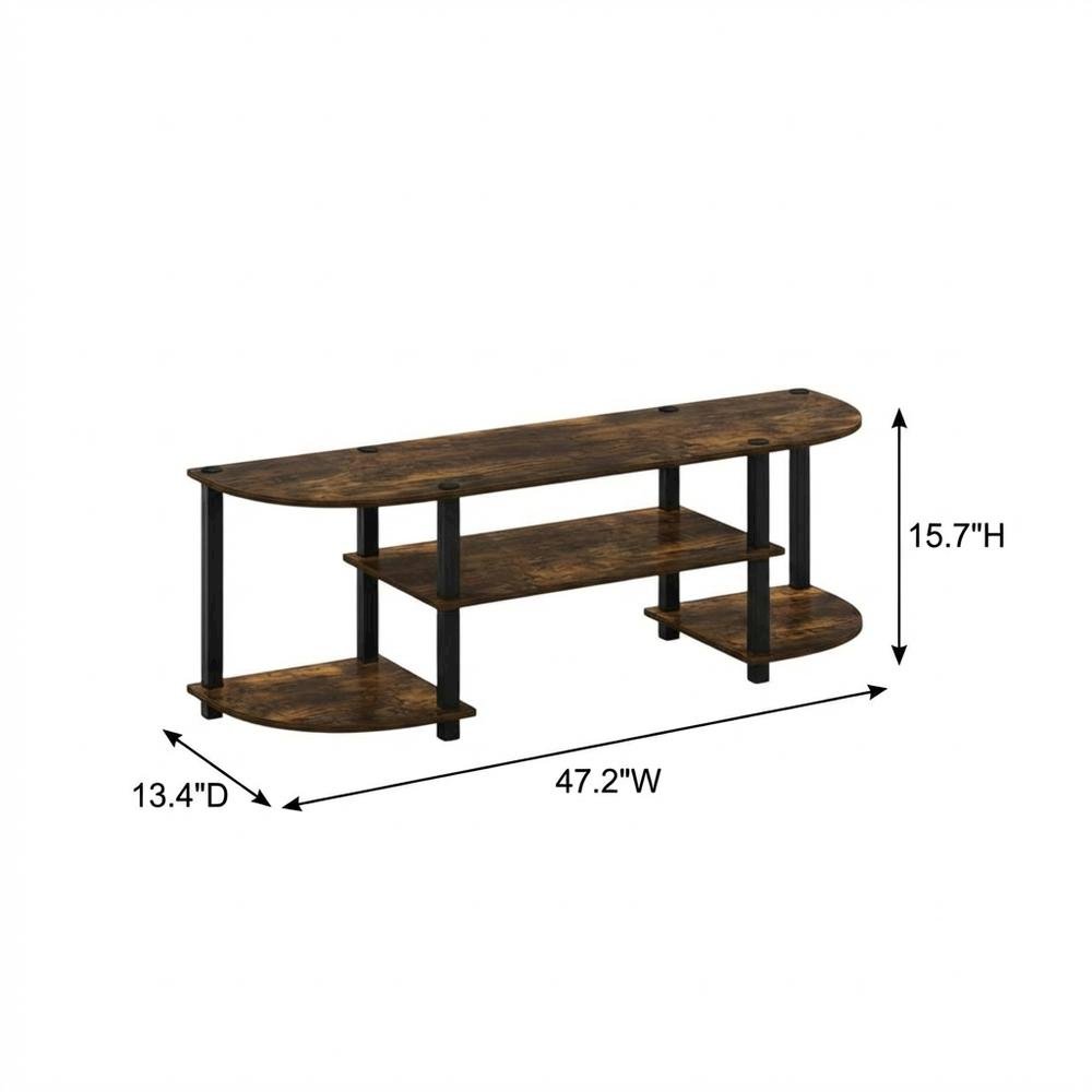 Wood TV Stand with Amber Pine and Black Finish for Living Room Storage. Picture 7