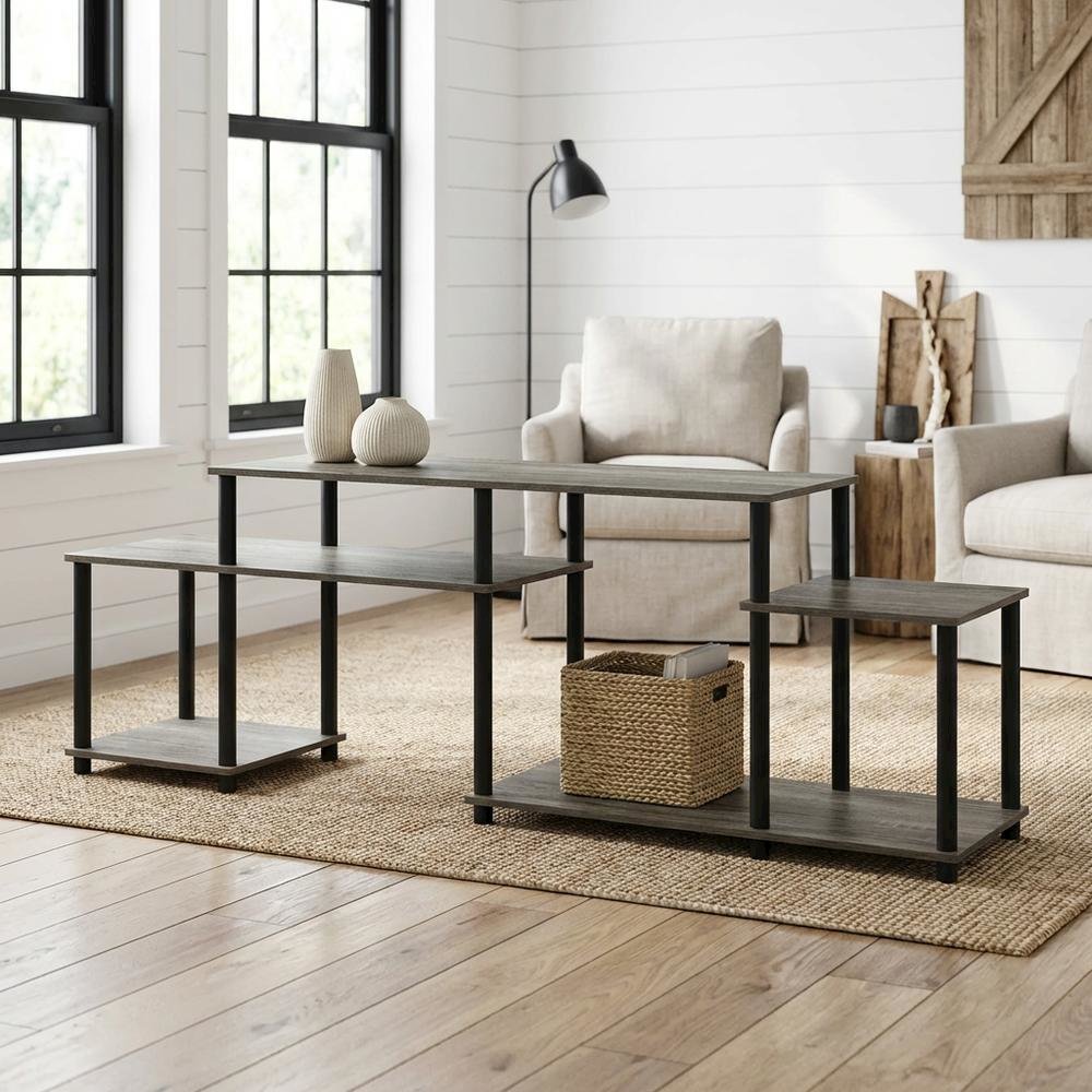 Wood TV stand for 55-inch screens with modern design and durable construction. Picture 2