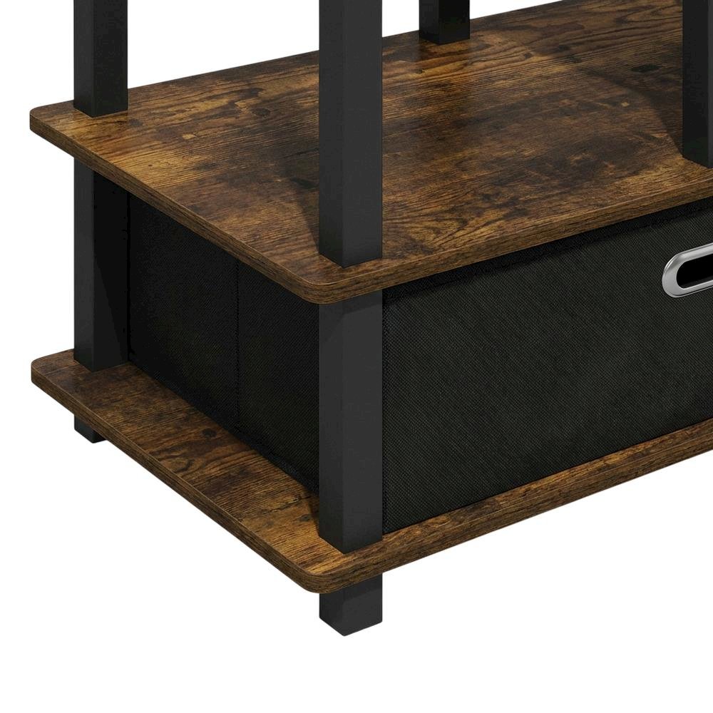 Large TV Stand, up to 55-Inch TV, Storage Bin, Brown Finish, Rubberwood. Picture 6