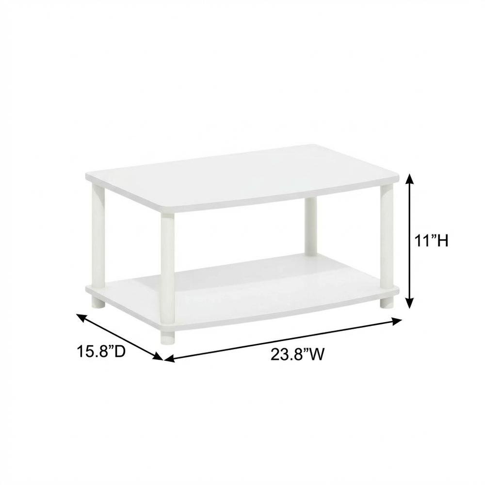 White 2-Tier Elevated TV Stand with Rubberwood Solids and Walnut Veneers. Picture 7
